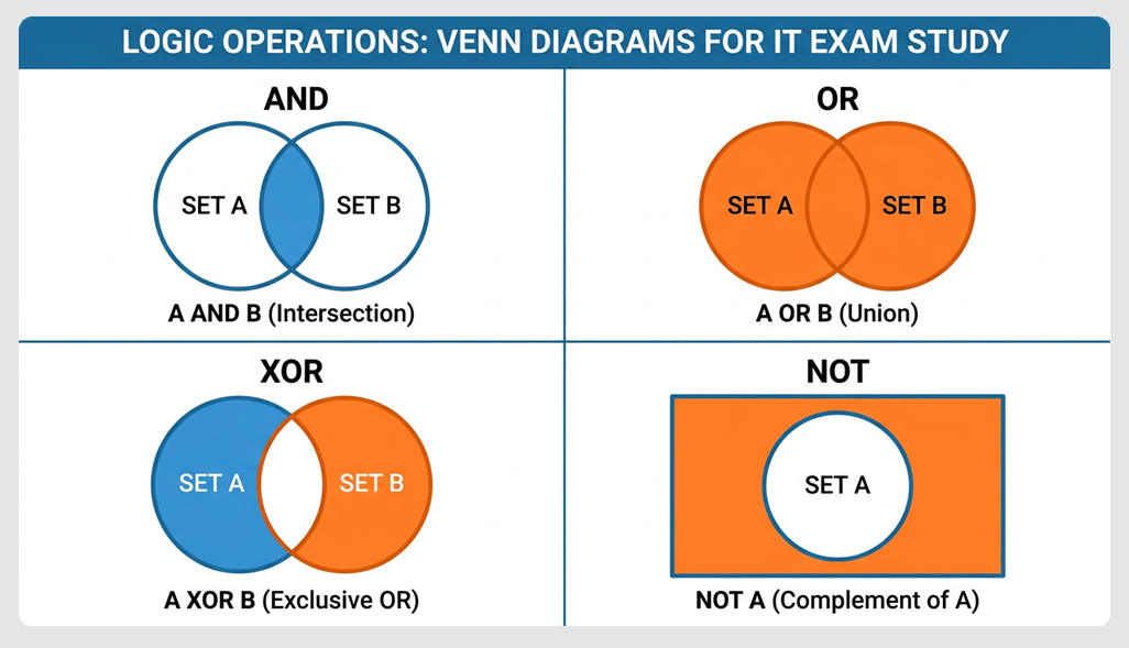 論理演算のベン図（AND・OR・XOR・NOT）