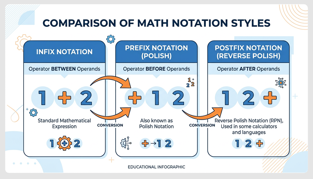 中置記法・前置記法・後置記法の比較