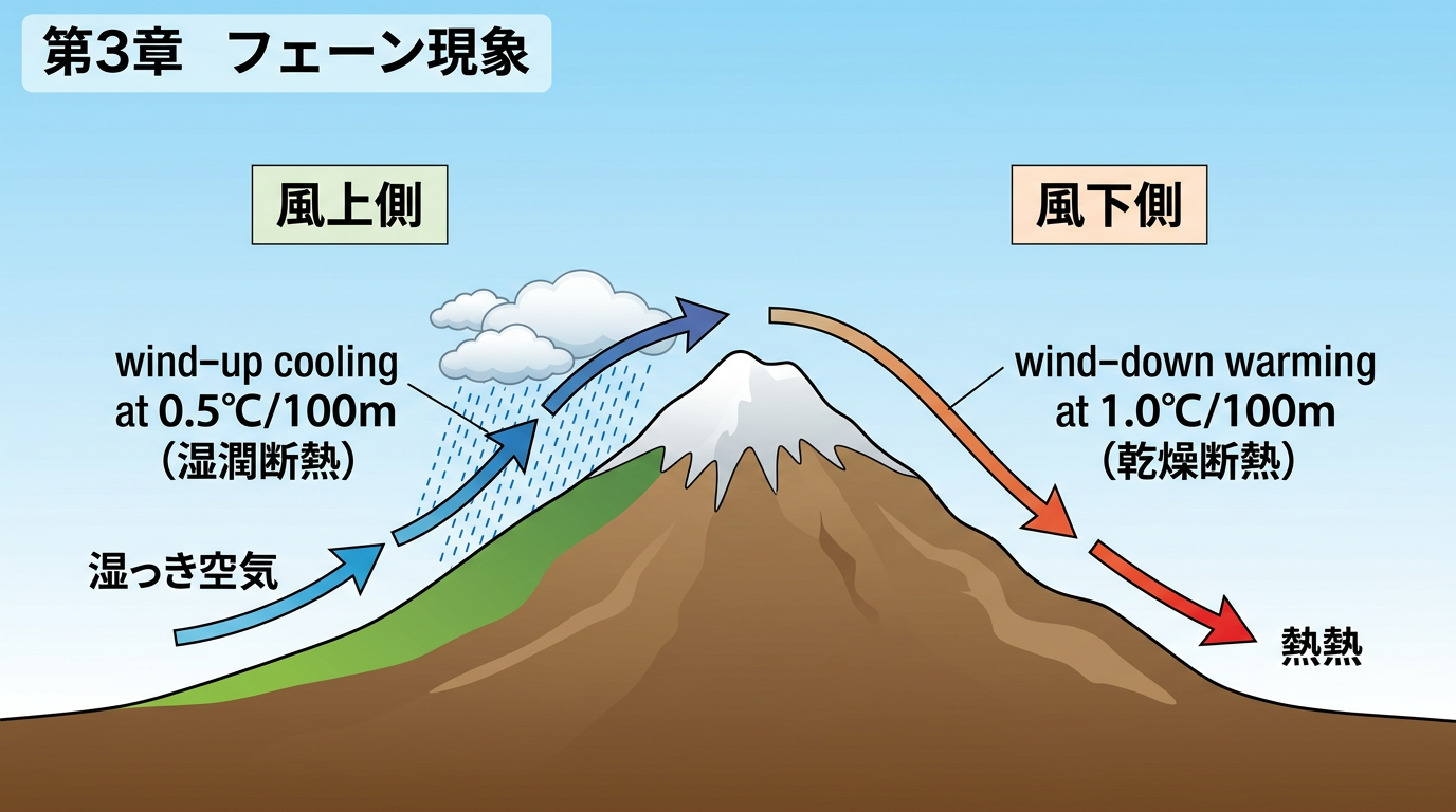 フェーン現象のしくみ