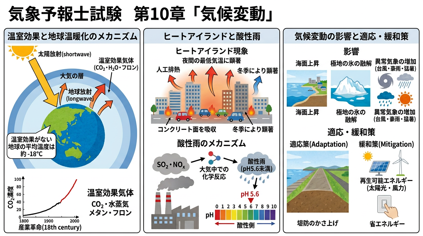 温室効果・地球温暖化のメカニズム・ヒートアイランド・酸性雨・気候変動の要因まとめ
