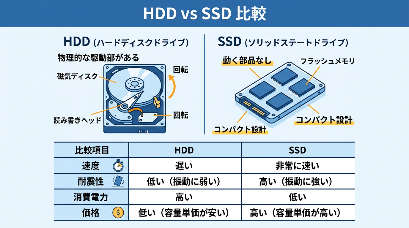 HDDとSSDの比較